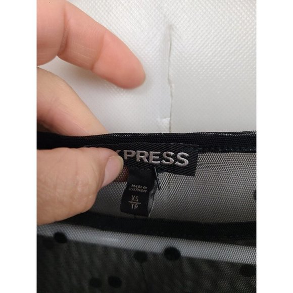 Express Black Textured Polka Dot Sheer Bell Sleeve NEW Blouse Size XS - Picture 5 of 8